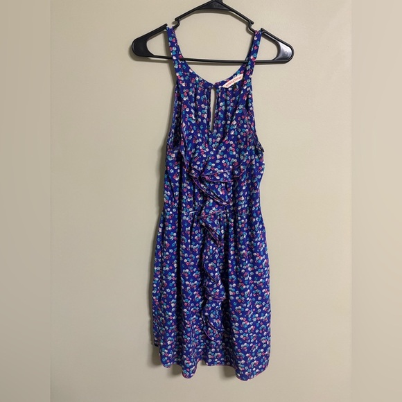 Rebecca Taylor Silk Floral Ruffle Dress Size 10 Resort Slip Mini Sleeveless Blue - Picture 1 of 7